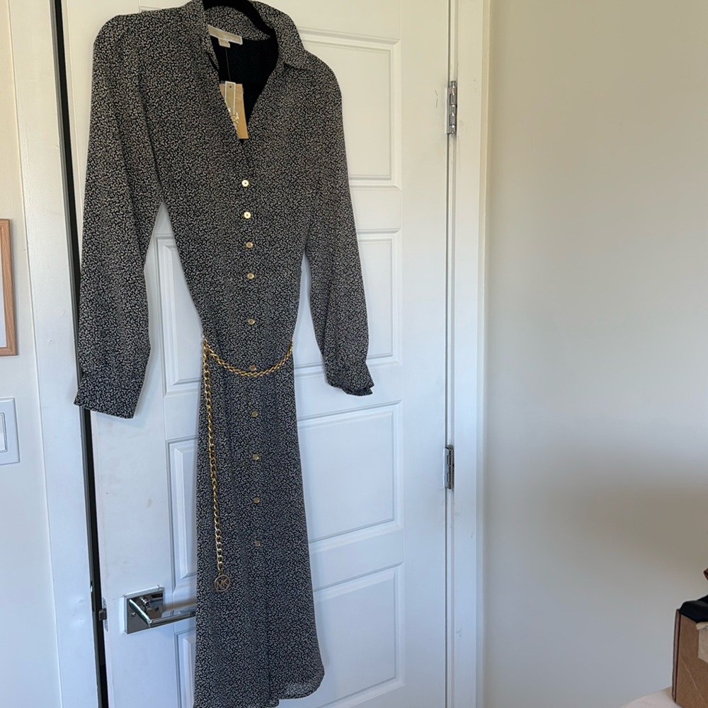 Michael Kors Long Sleeve Dress w/ MK Gold Belt - new with tags